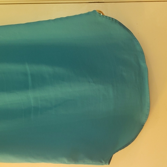 Amanda Green medium blue short sleeve button down style dress top polyester - Picture 10 of 11